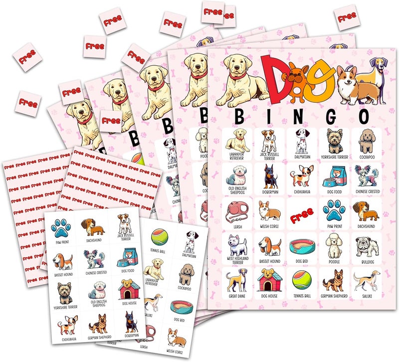 OZTEMETY Dog Bingo Card Game for Adults - Puppy Party Supplies, Favors, Pawty Decorations, Dog Lovers Gift - 24 Players, C07 - Image 1